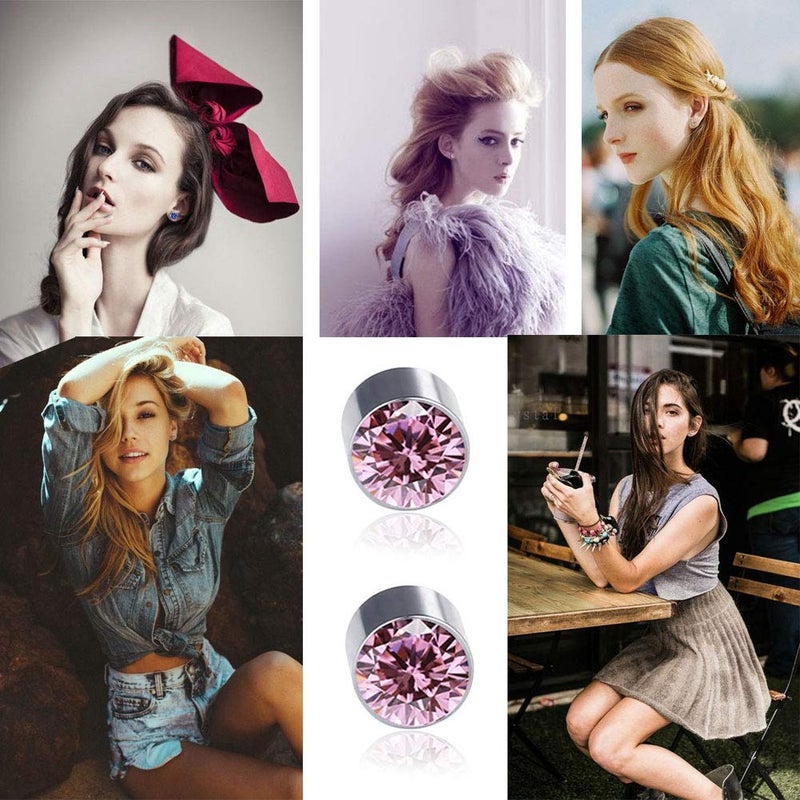 Spiritlele 12 Pairs Colors Crystal Magnetic Earrings Fake Stud Earrings Clip on Non Piercing Earrings Set (12 colors) - Image 3